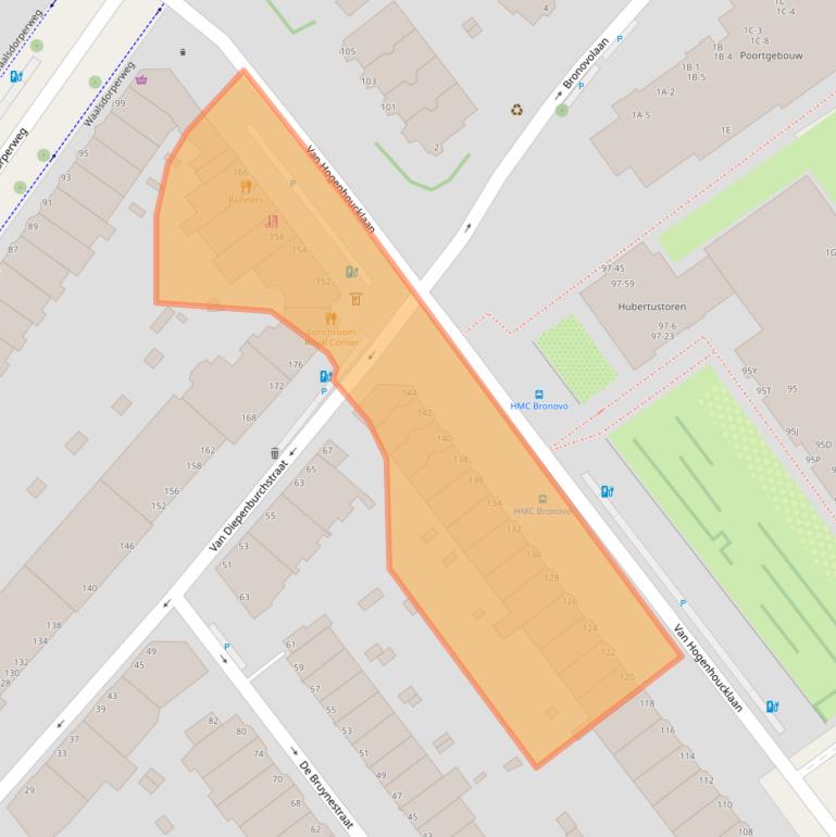 Kaart van postcodegebied 2596TJ.