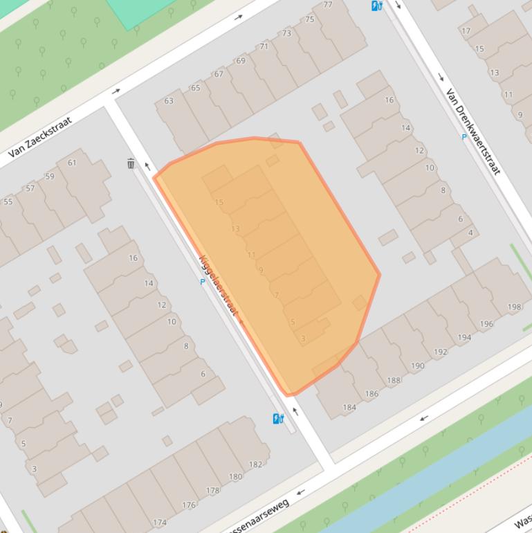 Kaart van postcodegebied 2596TL.