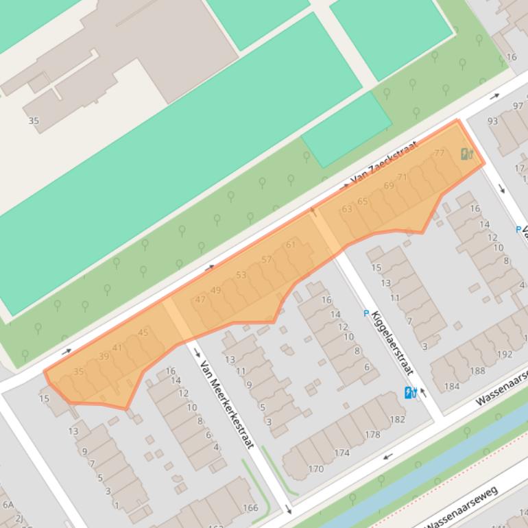 Kaart van postcodegebied 2596TR.