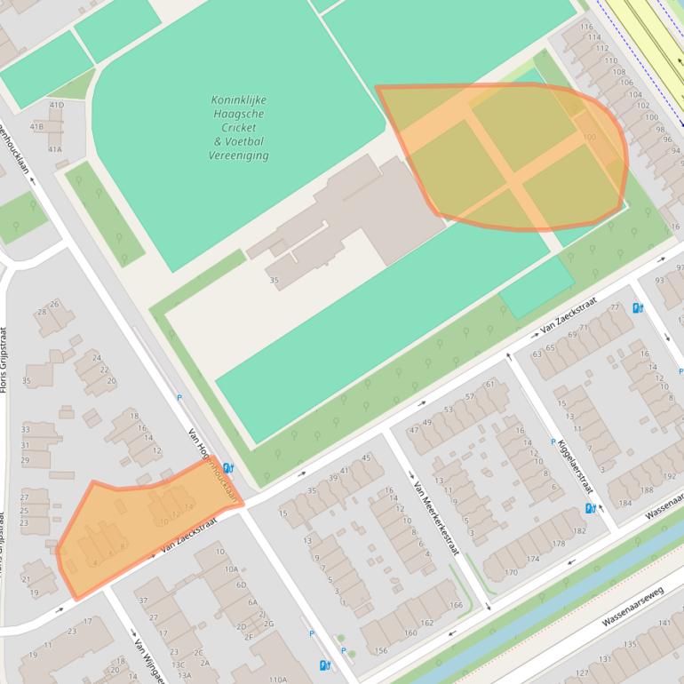 Kaart van postcodegebied 2596TV.