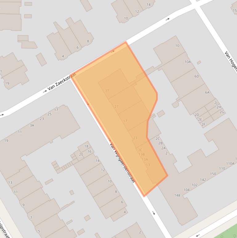 Kaart van postcodegebied 2596TW.