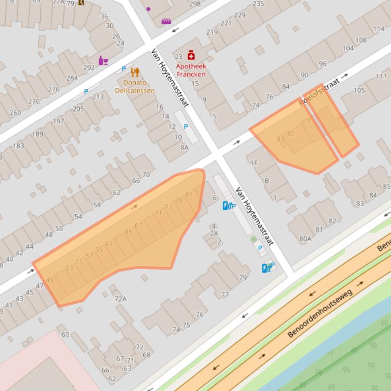 Kaart van postcodegebied 2596VL.