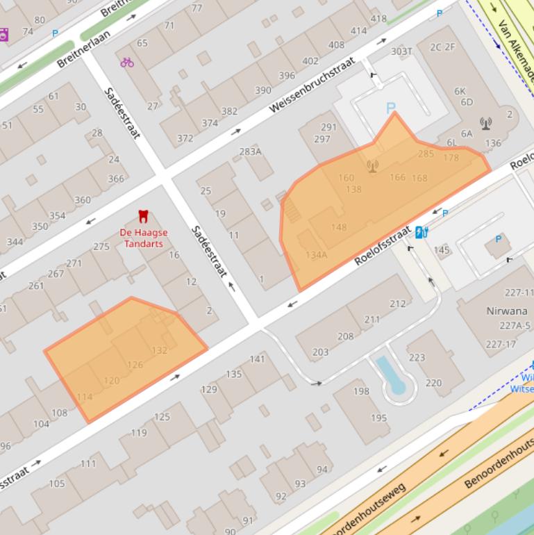 Kaart van postcodegebied 2596VS.
