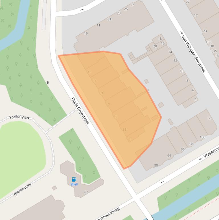 Kaart van postcodegebied 2596XD.