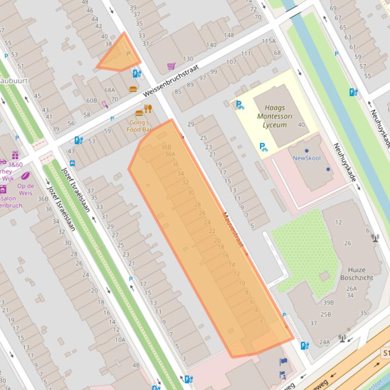 Kaart van postcodegebied 2596XR.