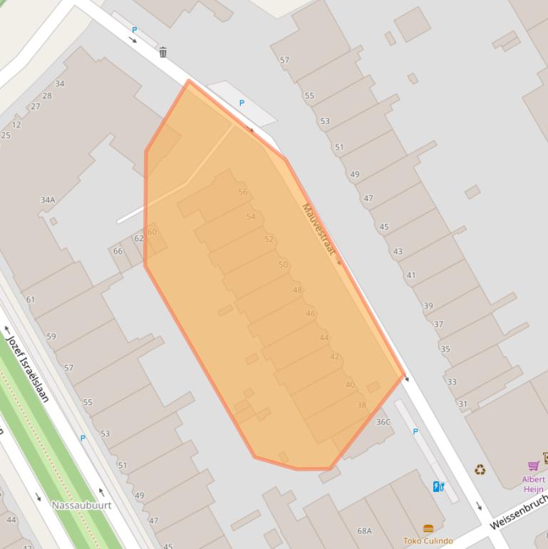 Kaart van postcodegebied 2596XS.