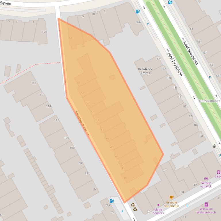 Kaart van postcodegebied 2596XV.