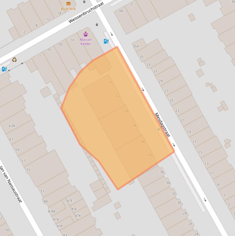 Kaart van postcodegebied 2596XX.