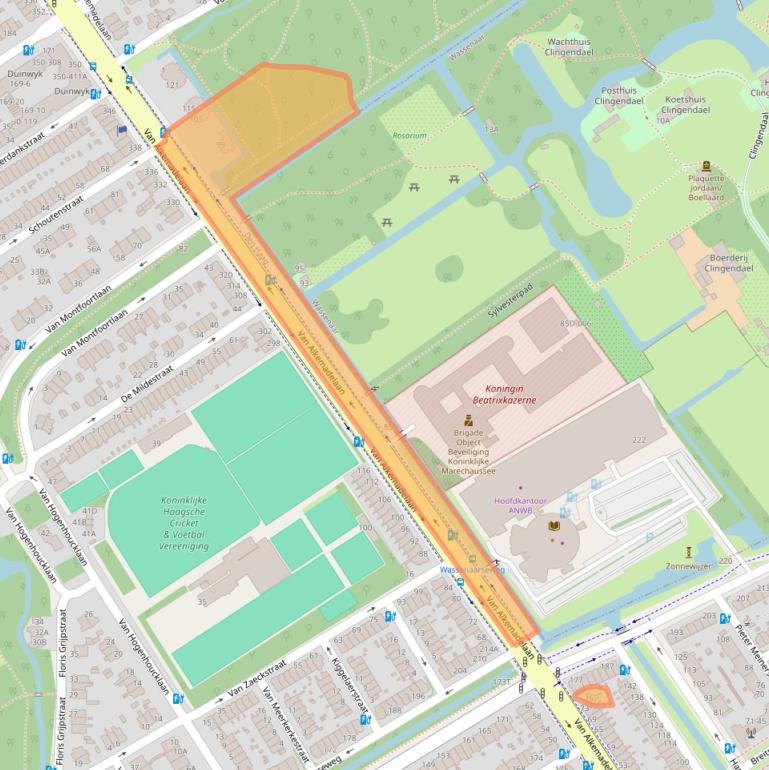 Kaart van postcodegebied 2597AC.