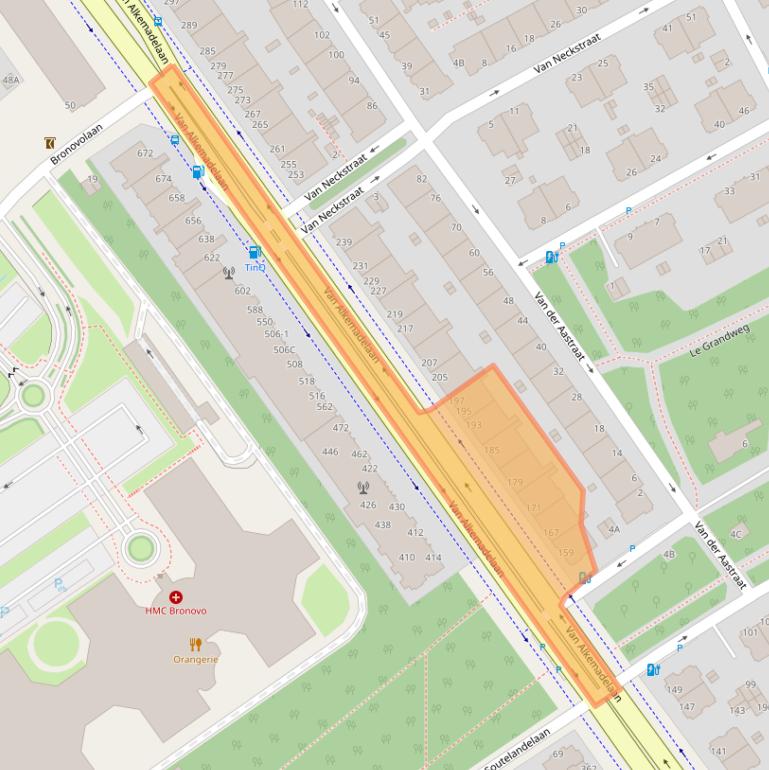 Kaart van postcodegebied 2597AE.