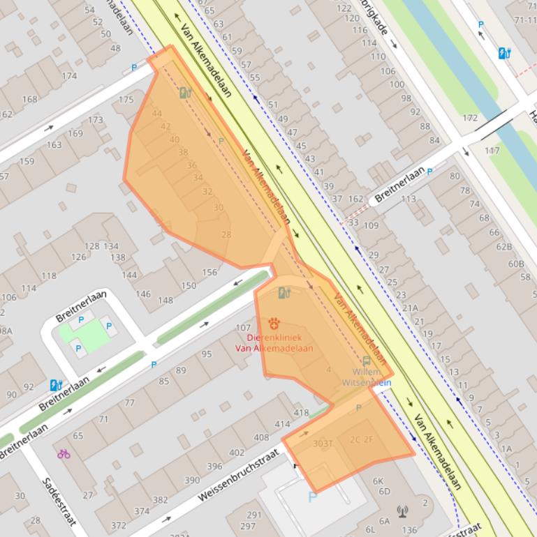 Kaart van postcodegebied 2597AM.