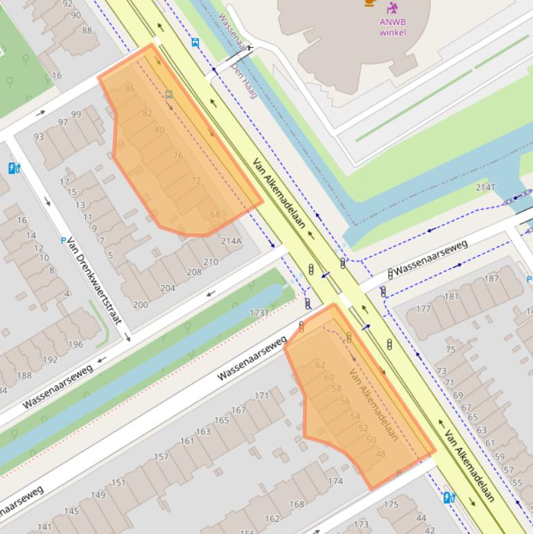 Kaart van postcodegebied 2597AN.
