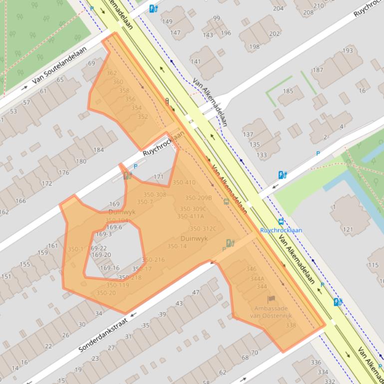 Kaart van postcodegebied 2597AS.