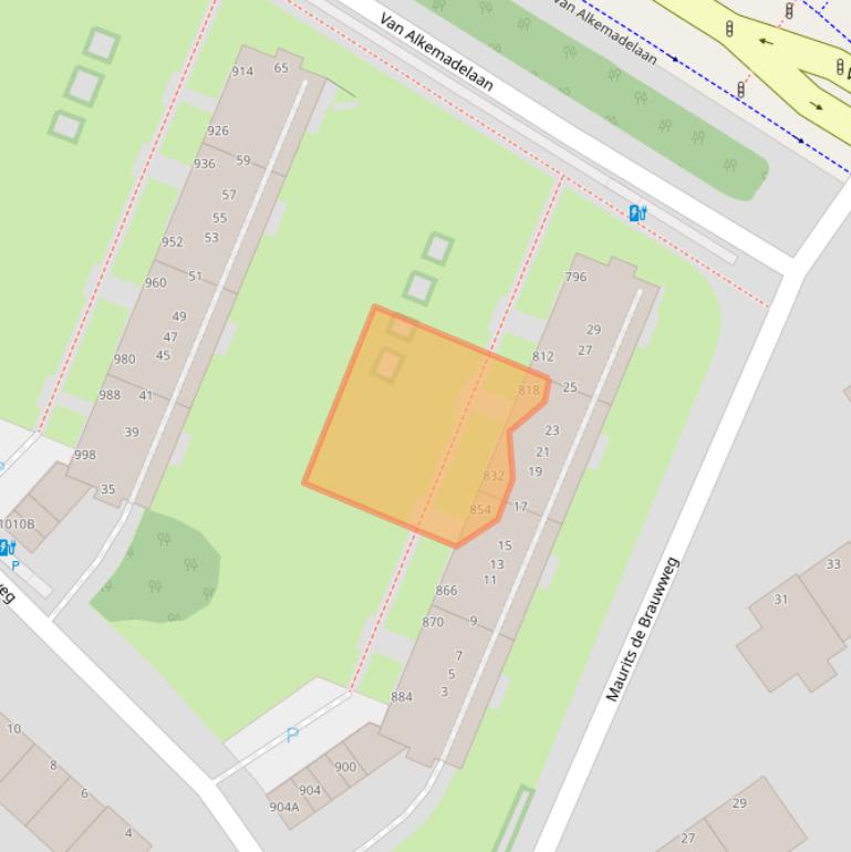 Kaart van postcodegebied 2597BD.