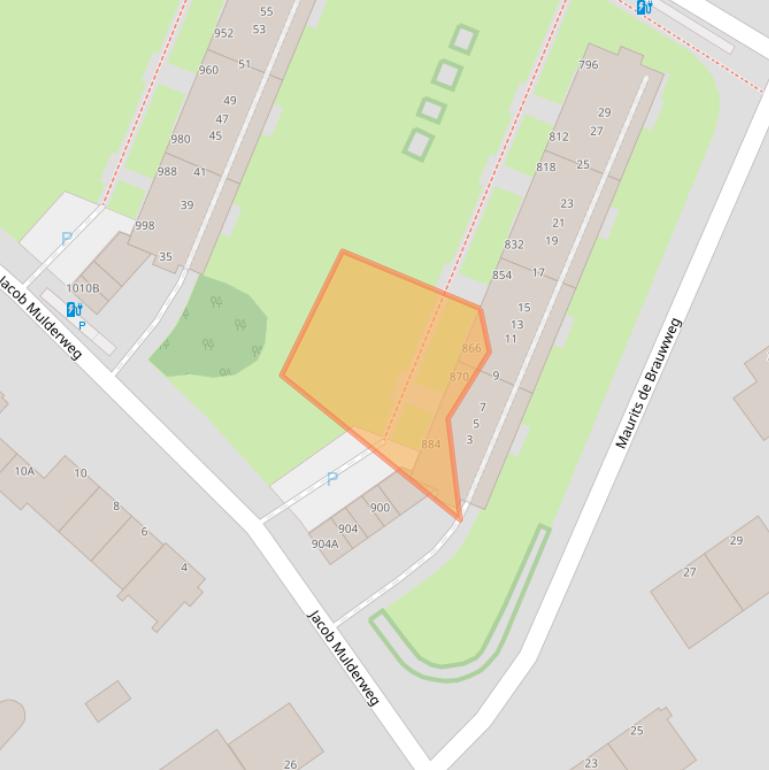 Kaart van postcodegebied 2597BE.