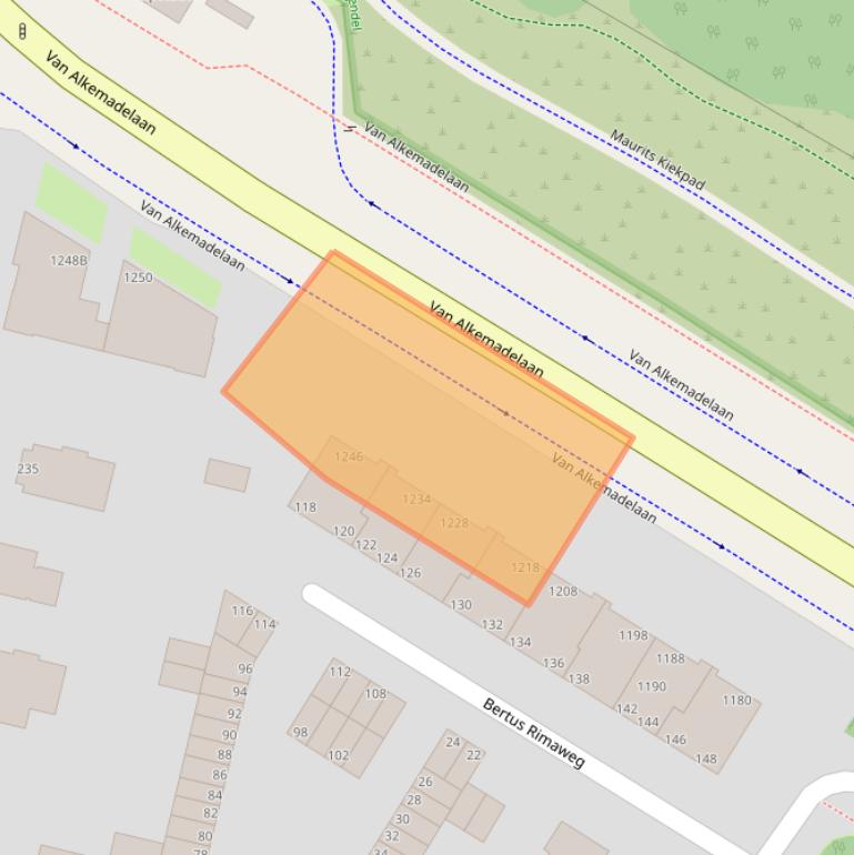 Kaart van postcodegebied 2597BN.