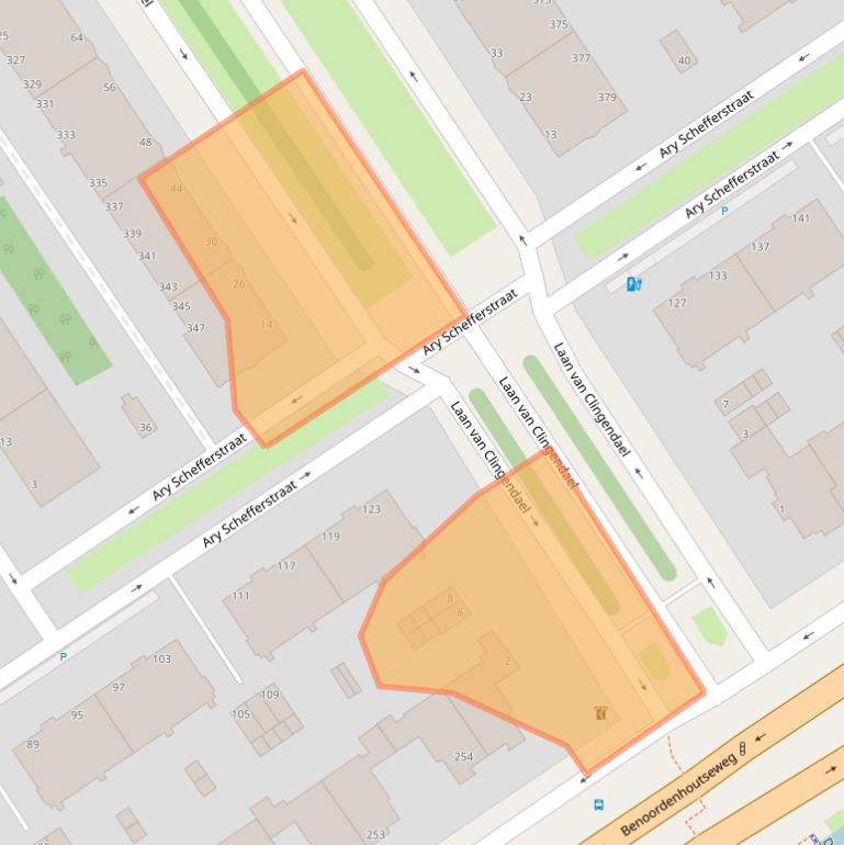 Kaart van postcodegebied 2597CD.