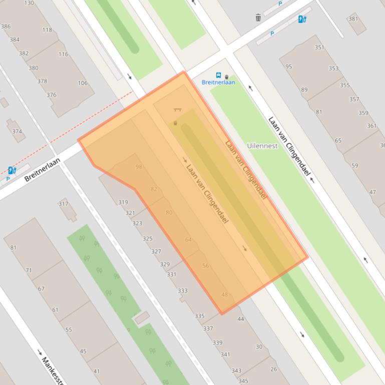 Kaart van postcodegebied 2597CE.