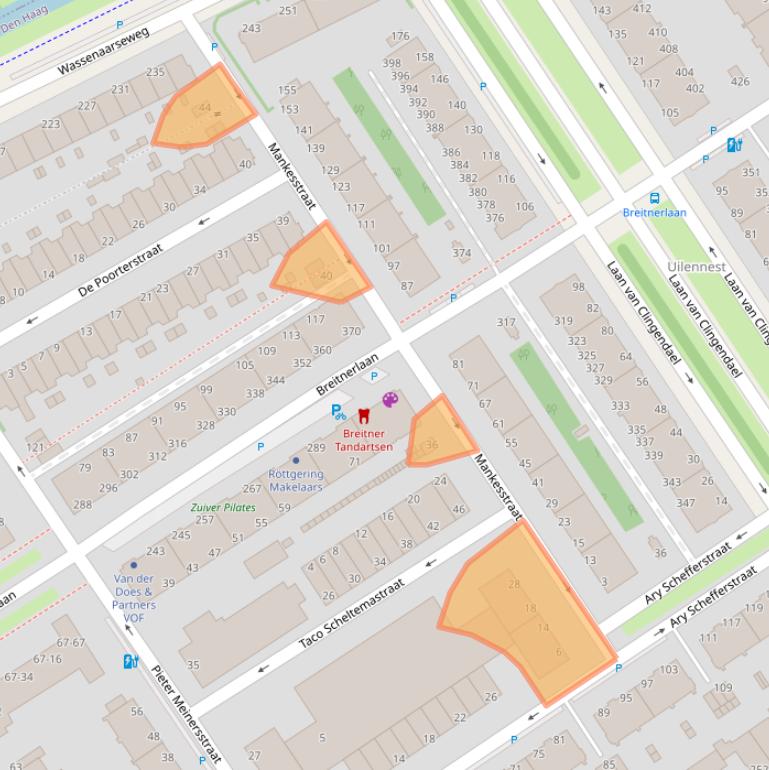 Kaart van postcodegebied 2597CN.