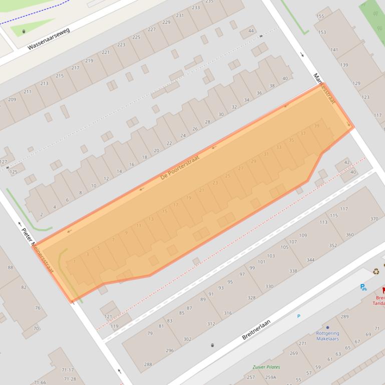 Kaart van postcodegebied 2597CR.