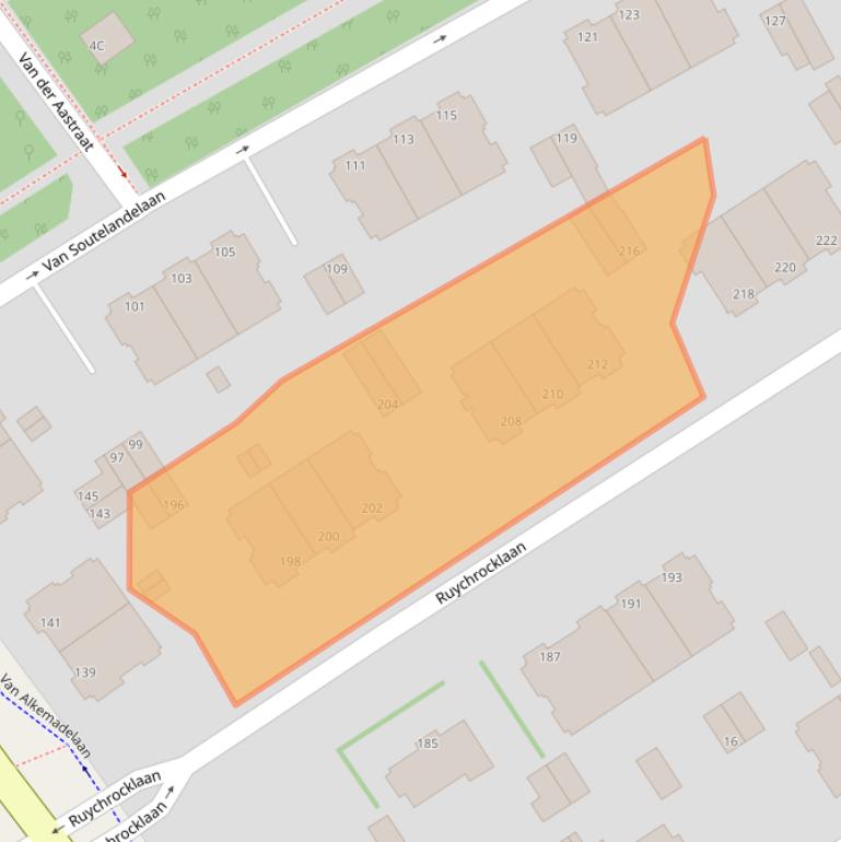 Kaart van postcodegebied 2597EC.