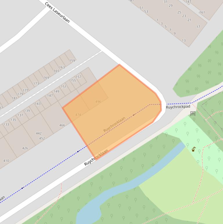 Kaart van postcodegebied 2597EK.