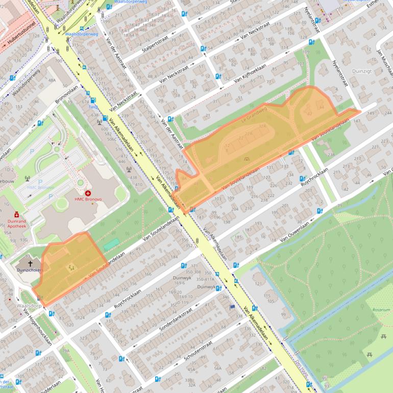 Kaart van postcodegebied 2597EZ.