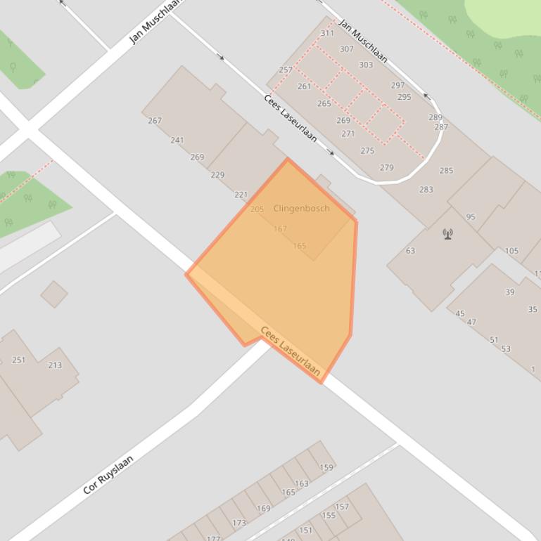 Kaart van postcodegebied 2597GD.