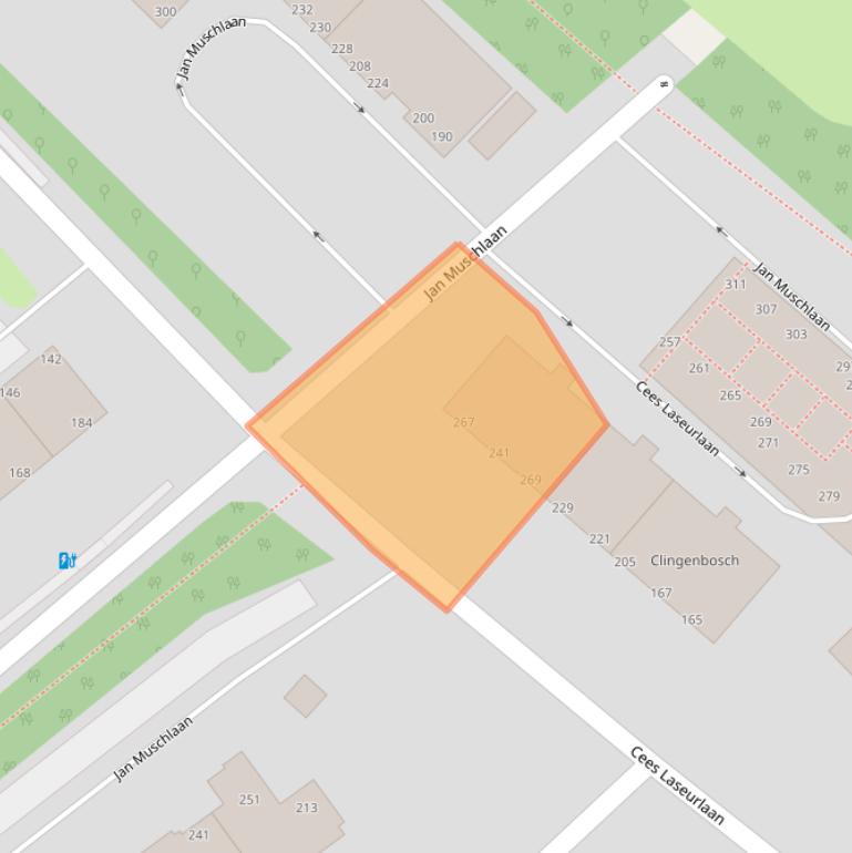 Kaart van postcodegebied 2597GG.