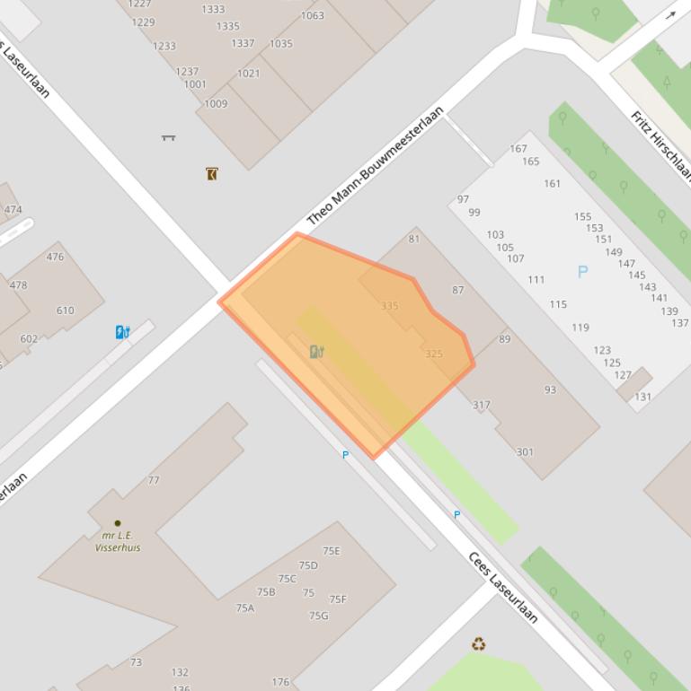 Kaart van postcodegebied 2597GJ.