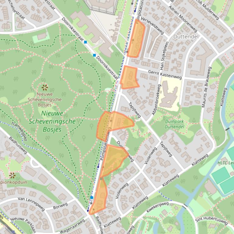 Kaart van postcodegebied 2597JT.