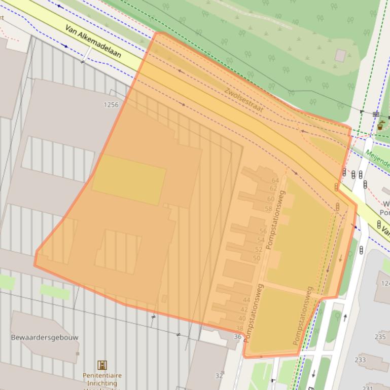 Kaart van postcodegebied 2597JX.