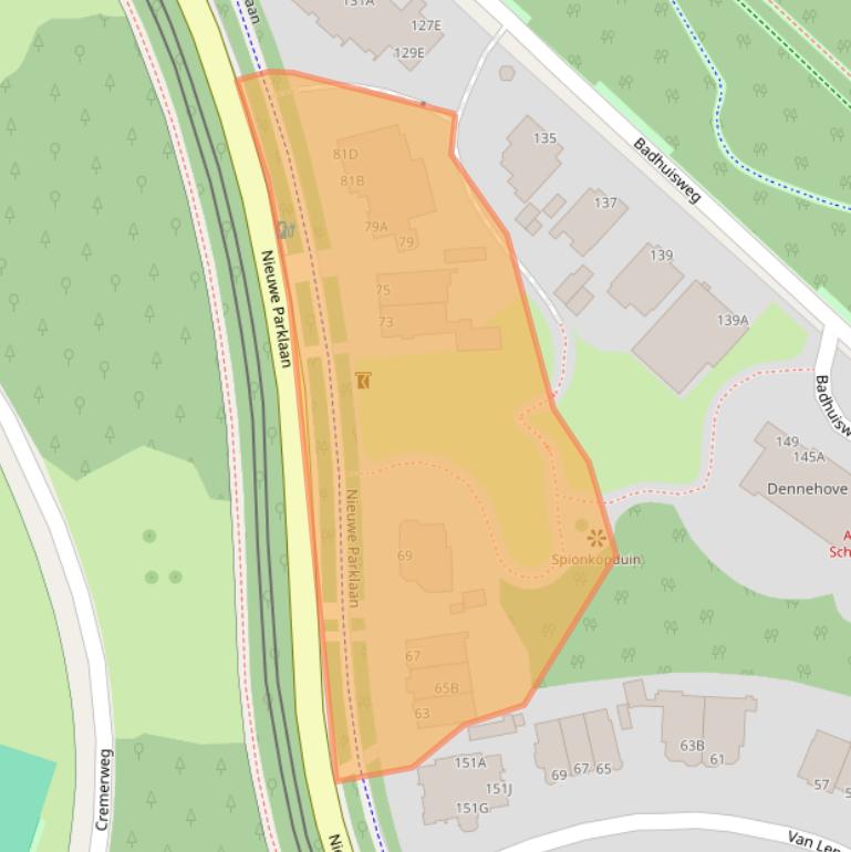 Kaart van postcodegebied 2597LB.