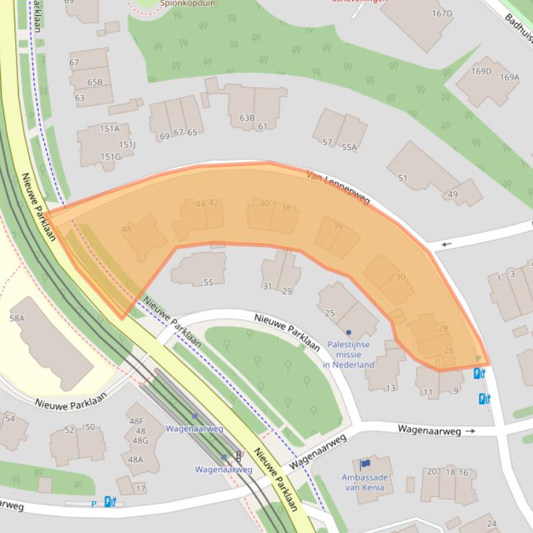 Kaart van postcodegebied 2597LK.