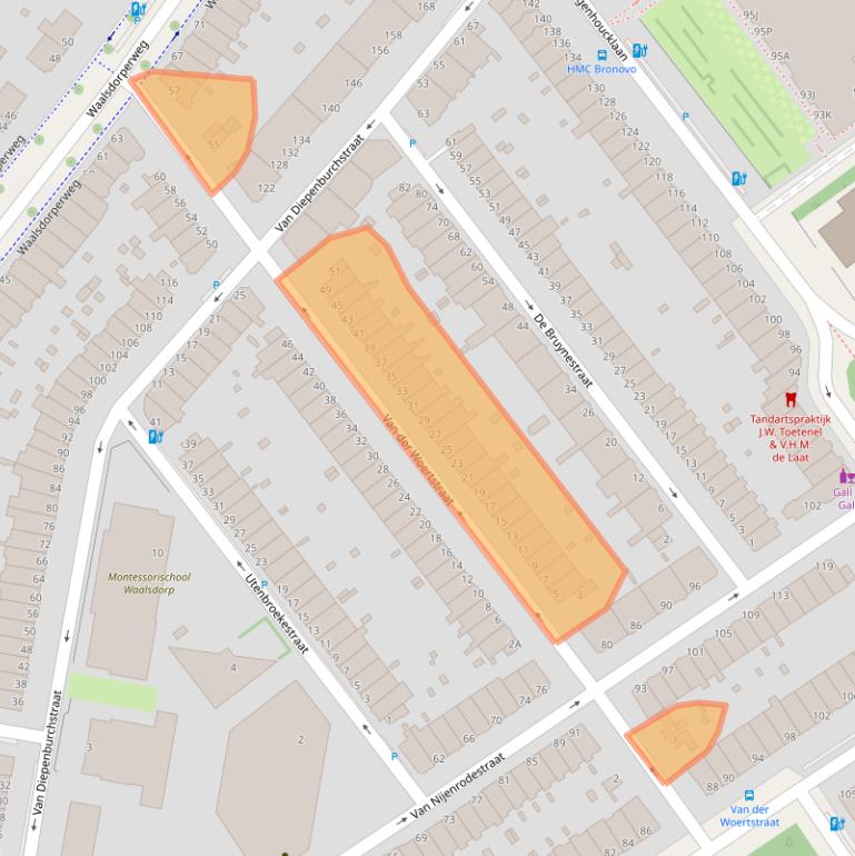 Kaart van postcodegebied 2597PJ.