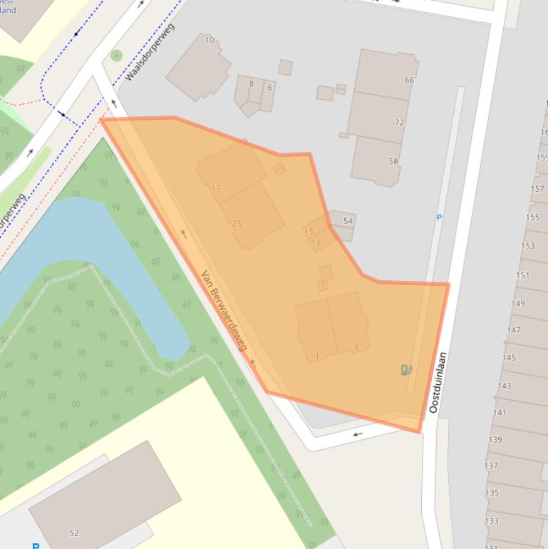 Kaart van postcodegebied 2597PN.