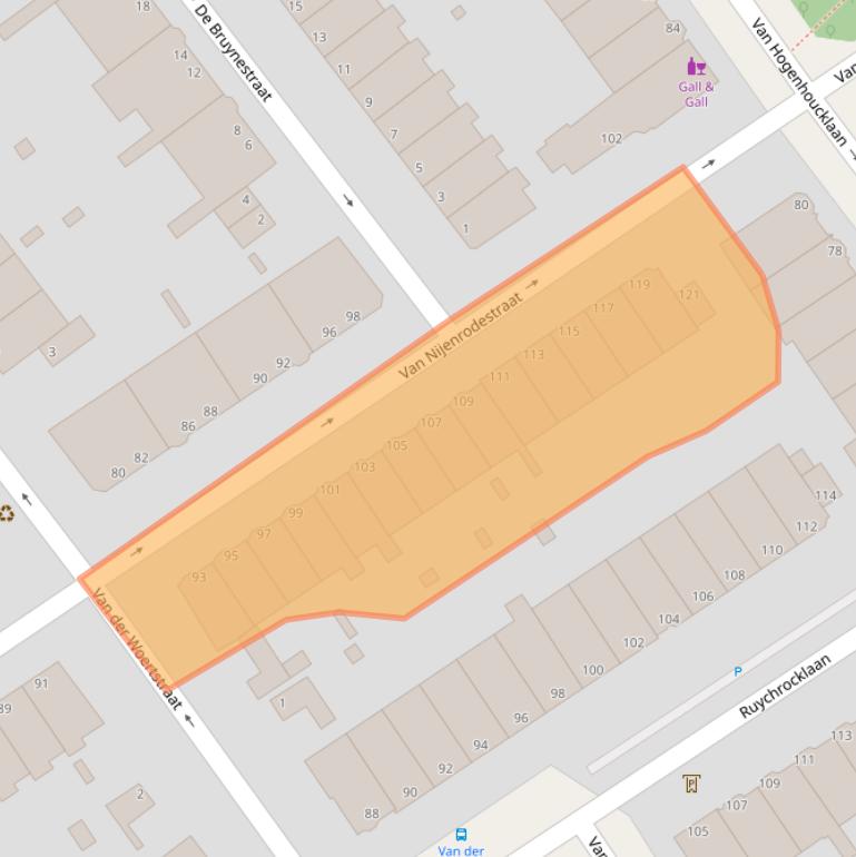 Kaart van postcodegebied 2597RL.