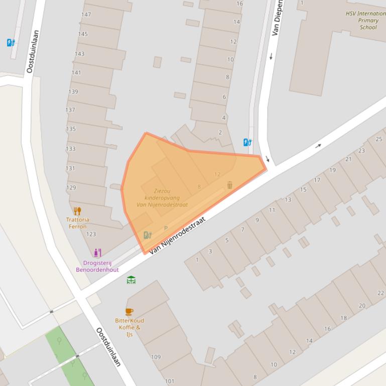 Kaart van postcodegebied 2597RM.