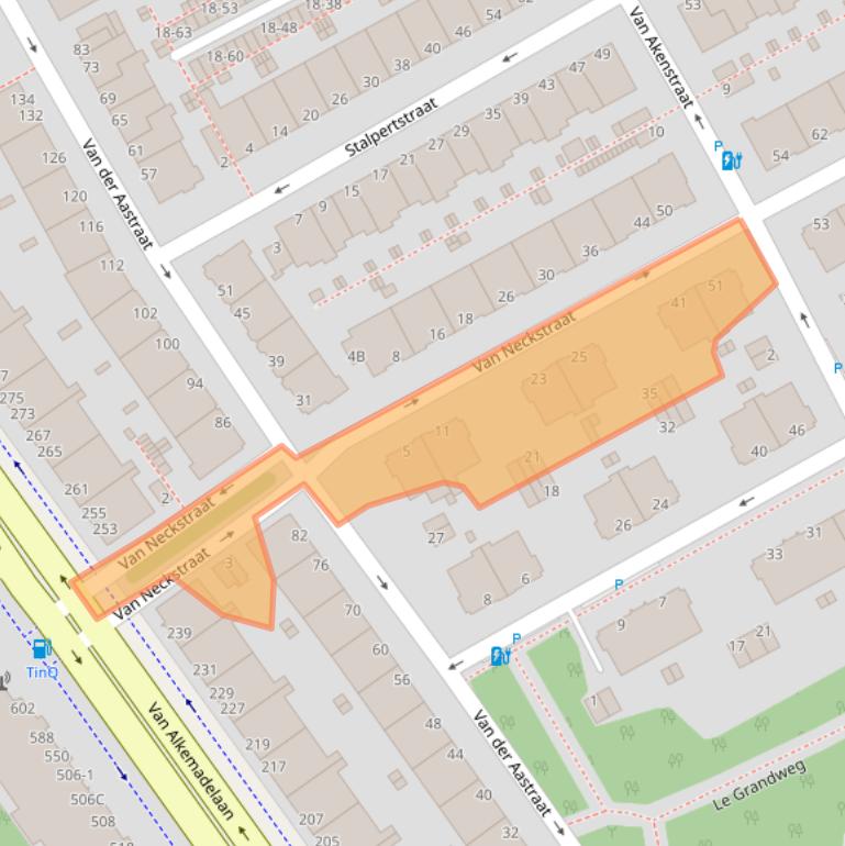 Kaart van postcodegebied 2597SB.