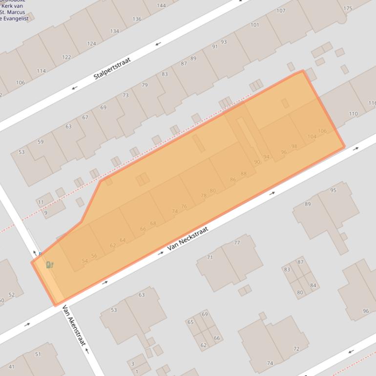 Kaart van postcodegebied 2597SH.