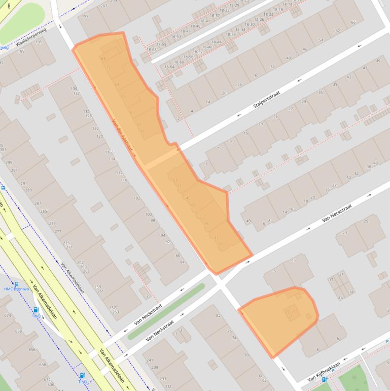 Kaart van postcodegebied 2597SK.