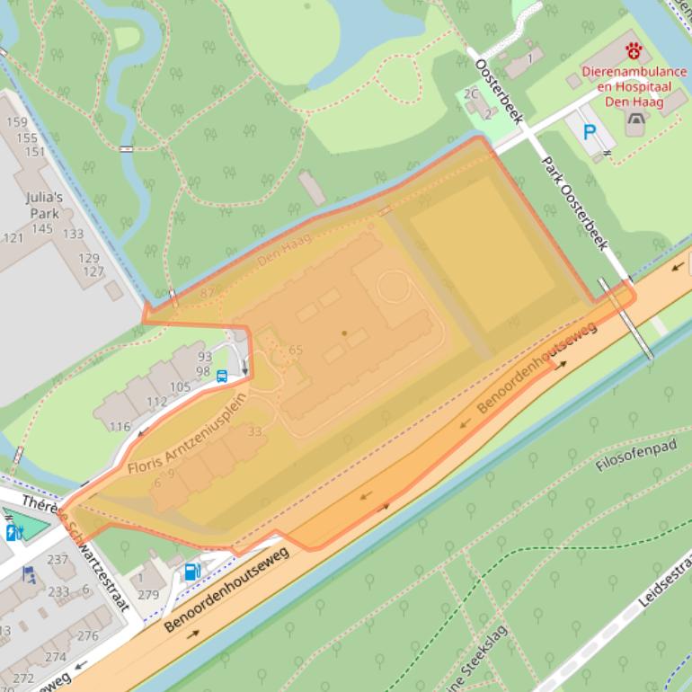 Kaart van postcodegebied 2597SP.