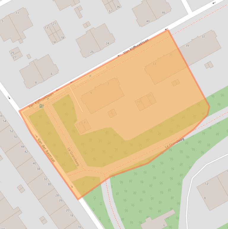 Kaart van postcodegebied 2597TA.