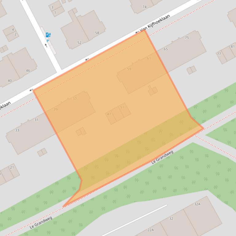 Kaart van postcodegebied 2597TB.