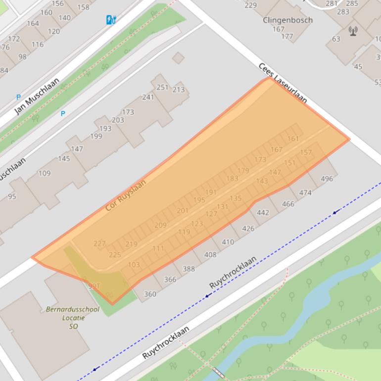 Kaart van postcodegebied 2597TL.