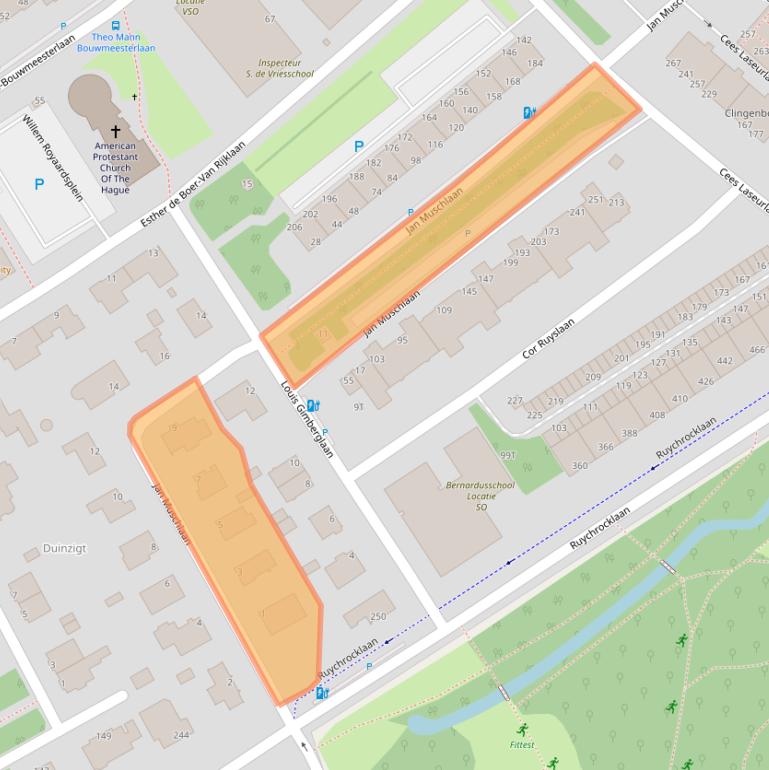 Kaart van postcodegebied 2597TN.