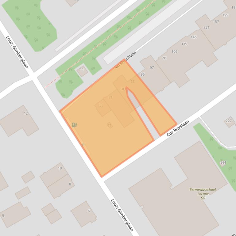 Kaart van postcodegebied 2597TP.