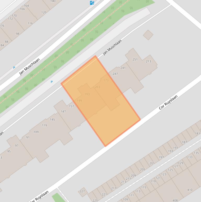 Kaart van postcodegebied 2597TT.