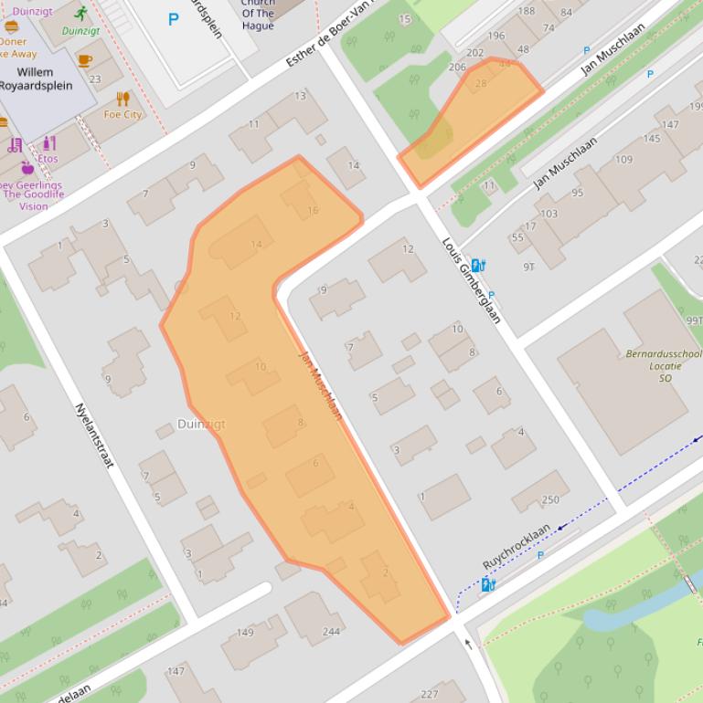 Kaart van postcodegebied 2597TW.