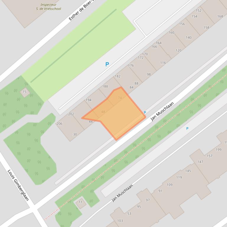 Kaart van postcodegebied 2597TX.